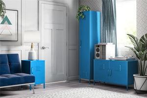 Novogratz Cache Metal Locker Style Living Room End Table - Bright Blue