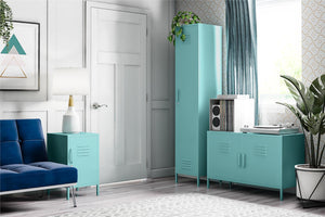 Novogratz Cache Metal Locker Style Living Room End Table - Spearmint