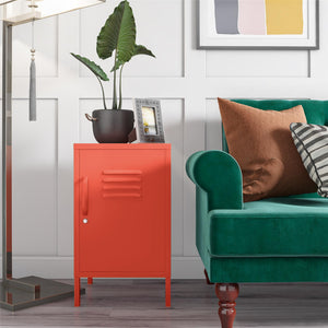 Novogratz Cache Metal Locker Style Living Room End Table - Orange