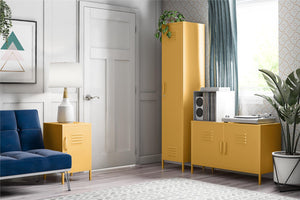 Novogratz Cache Metal Locker Style Living Room End Table - Yellow
