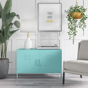 Novogratz Cache 2 Door Wide Metal Locker Accent Storage Cabinet - Spearmint