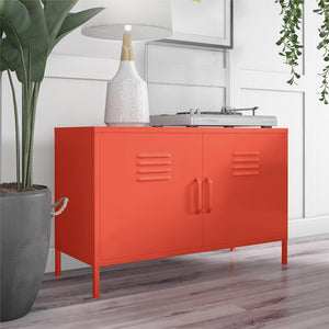 Novogratz Cache 2 Door Wide Metal Locker Accent Storage Cabinet - Orange