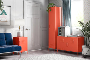Novogratz Cache Cache 1-Door Tall Single Metal Locker Style Storage Cabinet - Orange