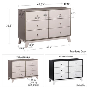 Rowan Valley Flint 6 Drawer Dresser, Two-Tone Gray  - Gray