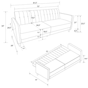 DHP Pin Tufted Futon Sofa Bed - Mustard