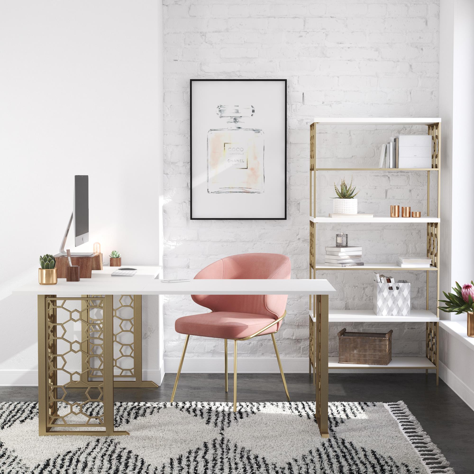 CosmoLiving Ella L Desk - White