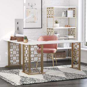 CosmoLiving Ella L Desk - White