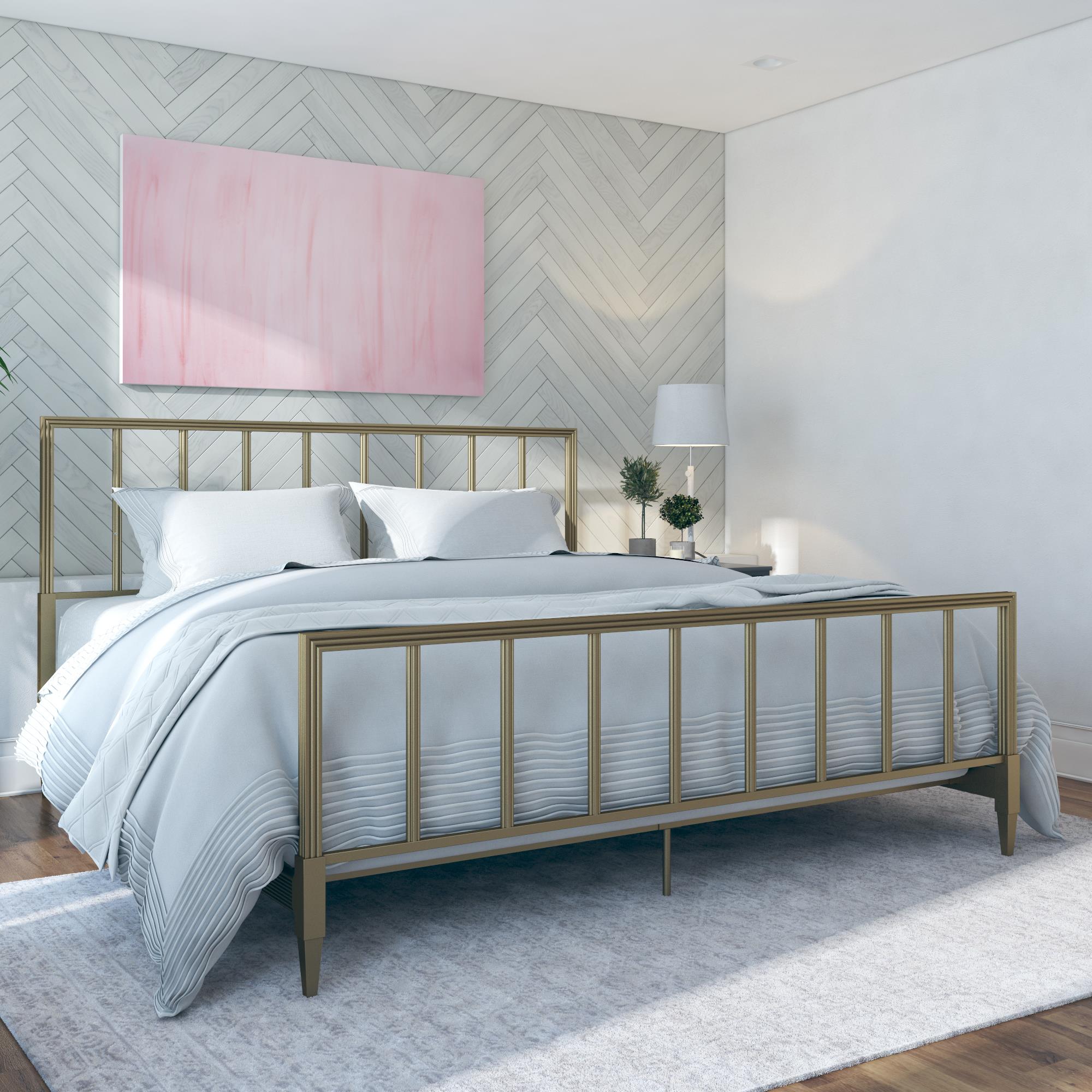 CosmoLiving Blair Brass Metal Bed - Gold - King