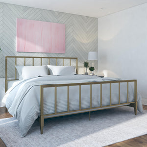 CosmoLiving Blair Brass Metal Bed - Gold - King