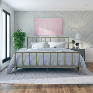 CosmoLiving Blair Brass Metal Bed - Gold - King