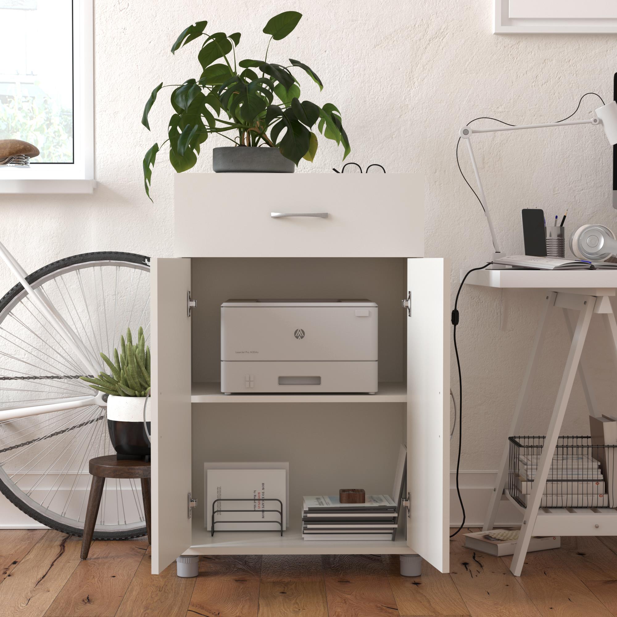 Systembuild Evolution Lory 24" 1 Drawer/2 Door Base Storage Cabinet - White