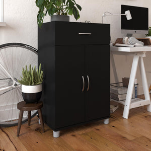 Systembuild Evolution Lory 24" 1 Drawer/2 Door Base Storage Cabinet - Black