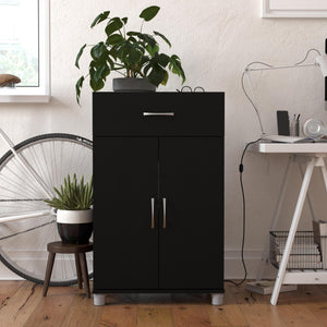 Systembuild Evolution Lory 24" 1 Drawer/2 Door Base Storage Cabinet - Black