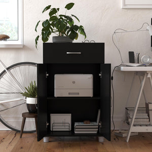 Systembuild Evolution Lory 24" 1 Drawer/2 Door Base Storage Cabinet - Black