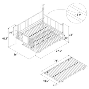 DHP Langham Metal Daybed with Trundle - Black - Full