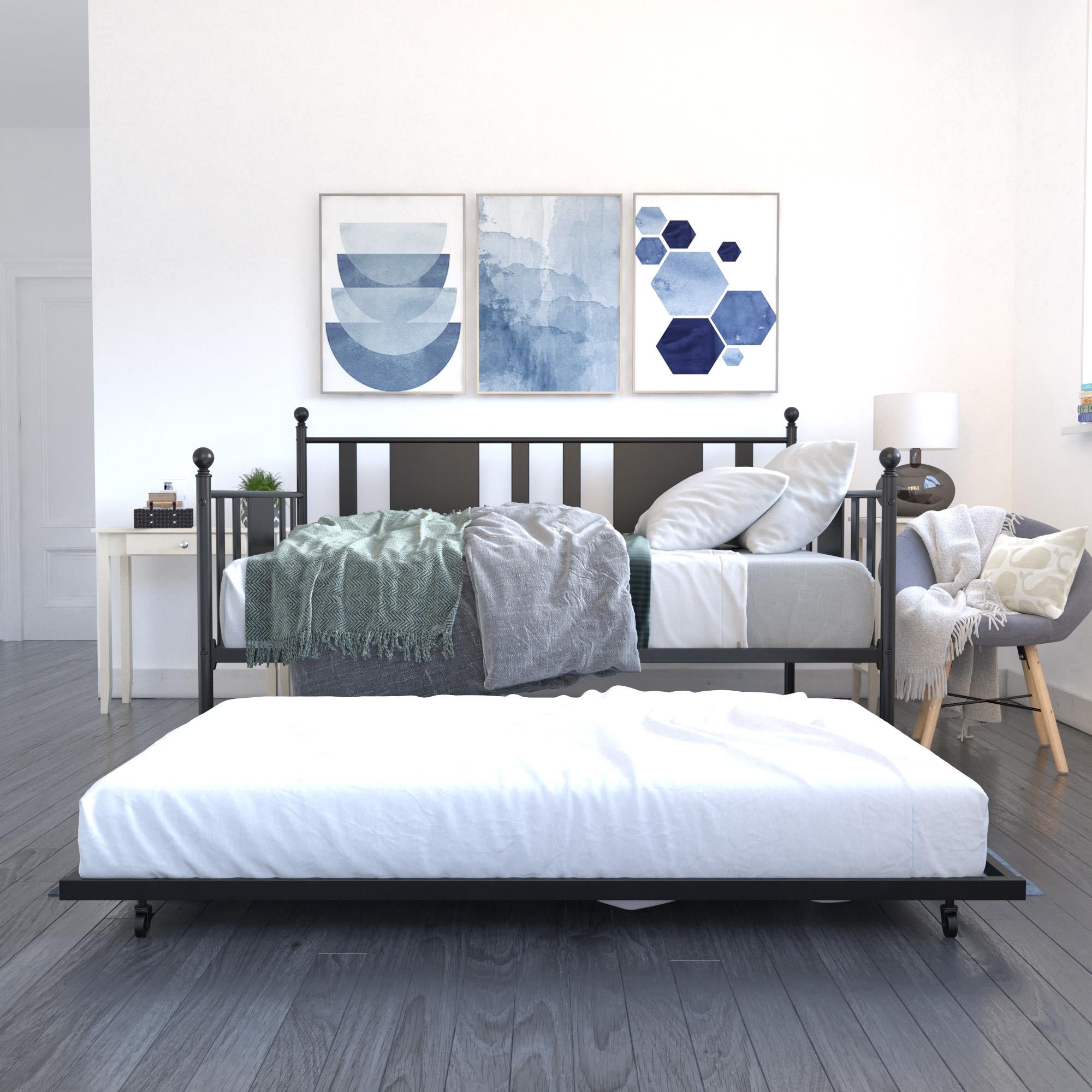 DHP Langham Metal Daybed with Trundle - Black - Full