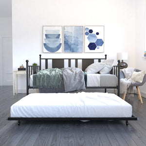 DHP Langham Metal Daybed with Trundle - Black - Full