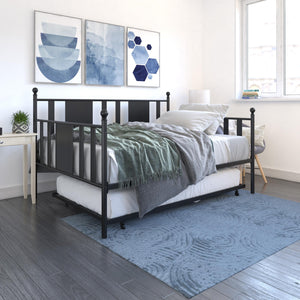 DHP Langham Metal Daybed with Trundle - Black - Full