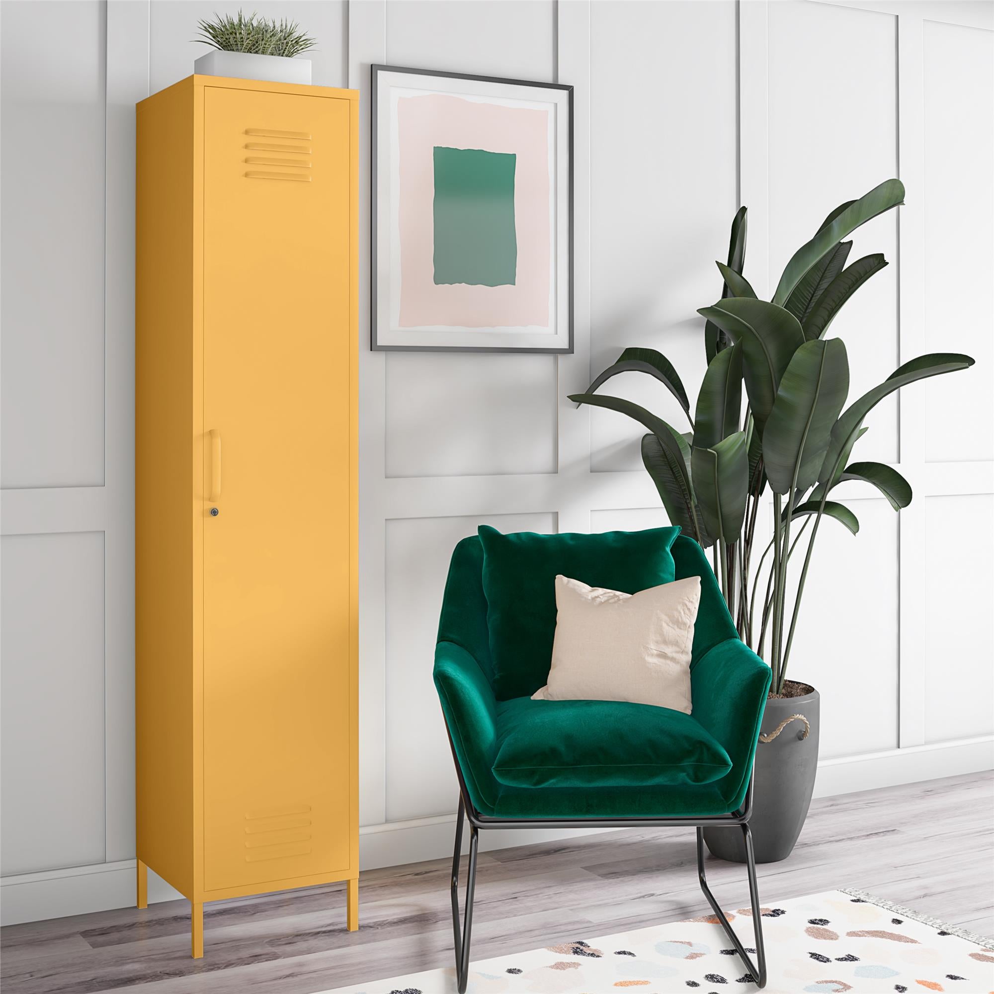 Novogratz Cache Cache 1-Door Tall Single Metal Locker Style Storage Cabinet - Yellow