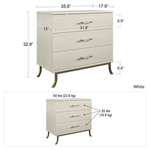 Monarch Hill Clementine White 3 Drawer Dresser - Ivory Oak