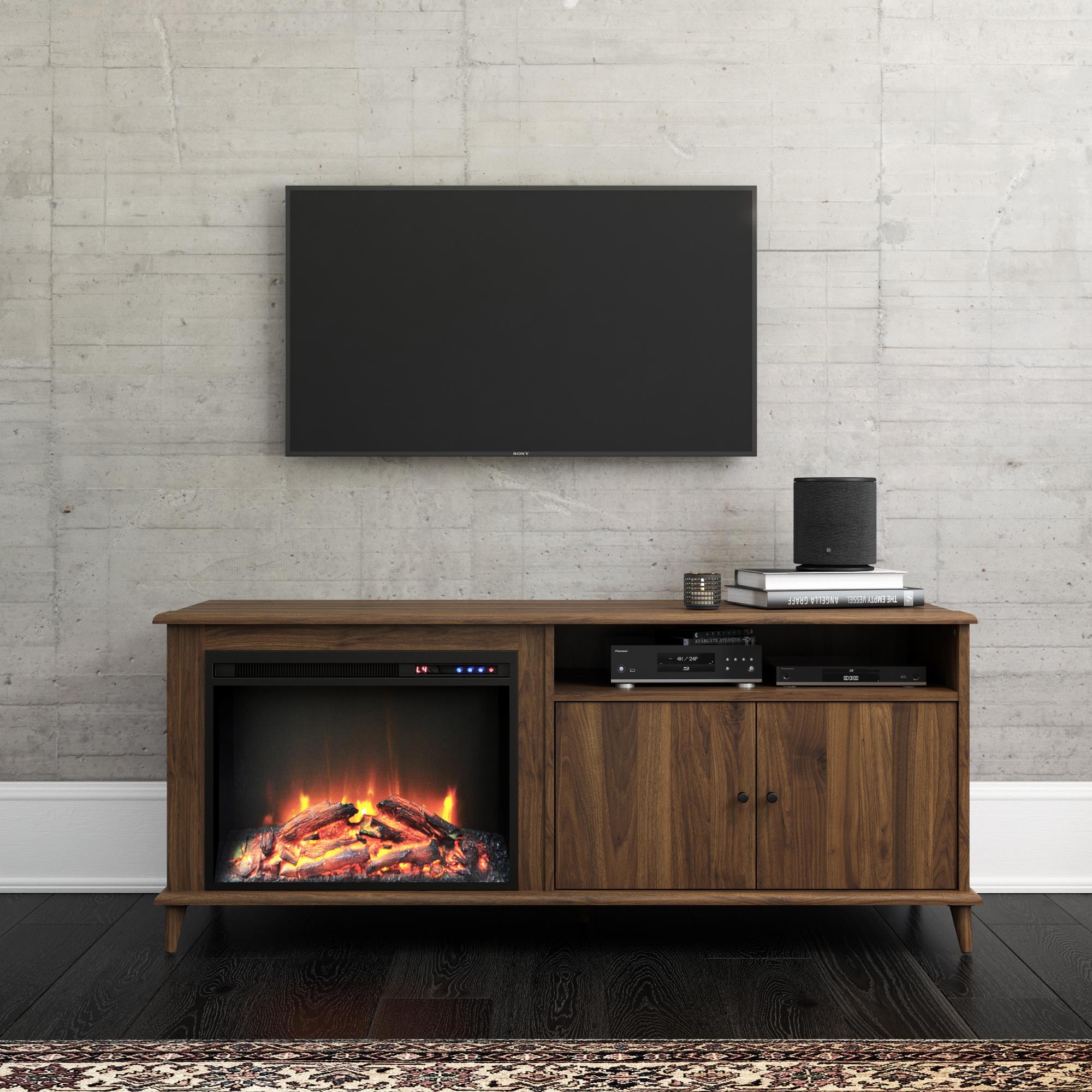 Ameriwood Home Farnsworth Fireplace TV Stand for TVs up to 65" - Columbia Walnut