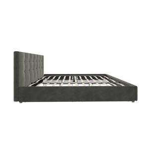 DHP Rose Upholstered Bed Frame with Storage - Grey Velvet - King