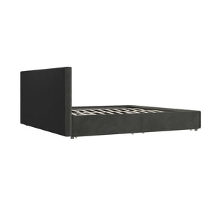 DHP Rose Upholstered Bed Frame with Storage - Grey Velvet - King