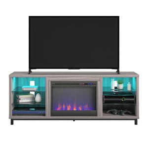 Ameriwood Home Lumina Deluxe Fireplace TV Stand for TVs up to 70" - Light Walnut - 66”-70”