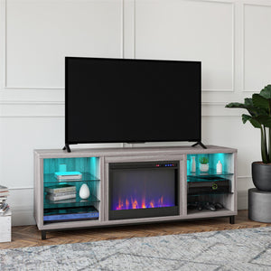 Ameriwood Home Lumina Deluxe Fireplace TV Stand for TVs up to 70" - Light Walnut - 66”-70”