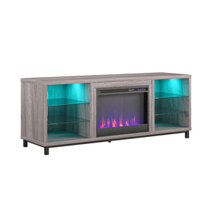 Ameriwood Home Lumina Deluxe Fireplace TV Stand for TVs up to 70" - Light Walnut - 66”-70”