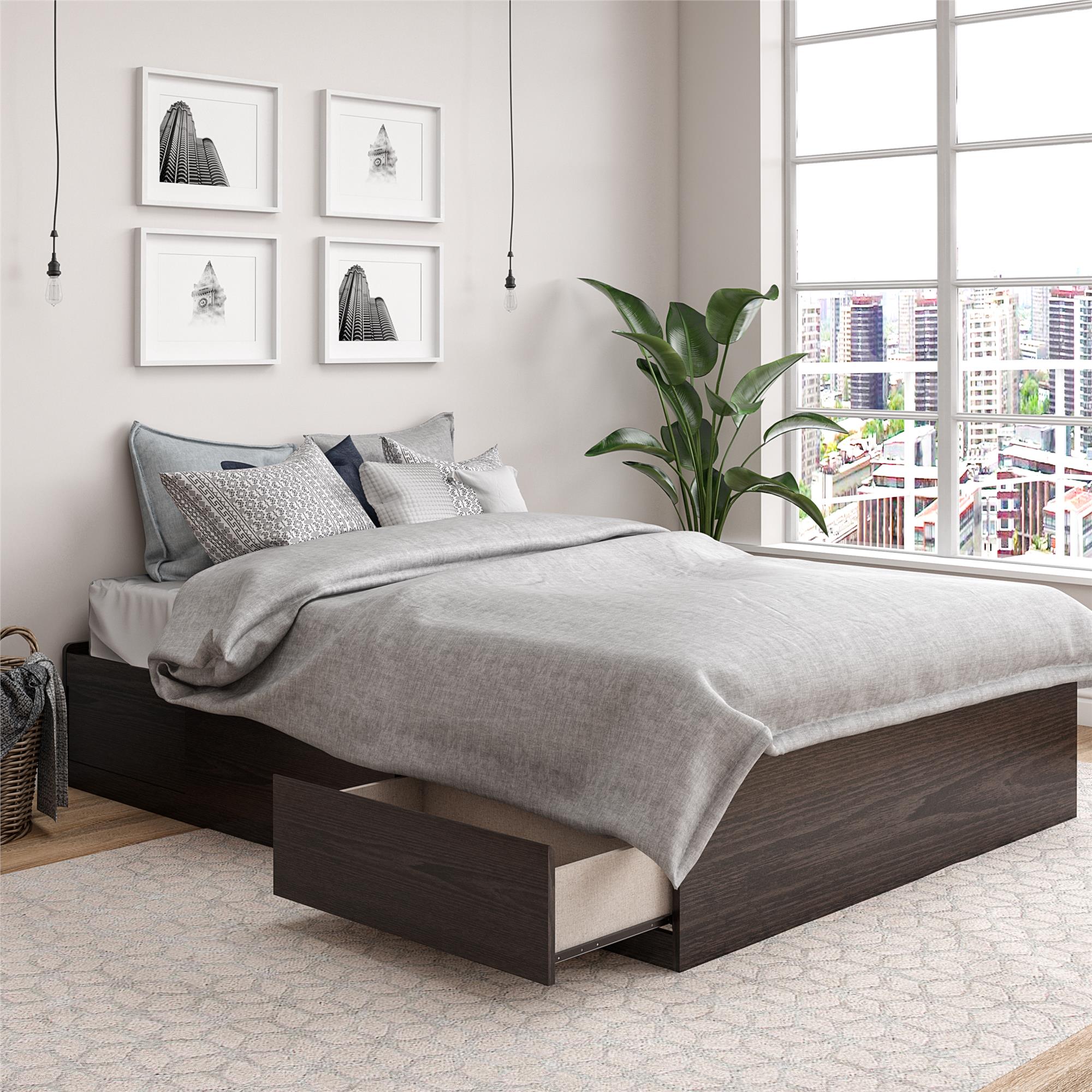 Ameriwood Home Full Platform Bed with Drawers - Espresso - Full