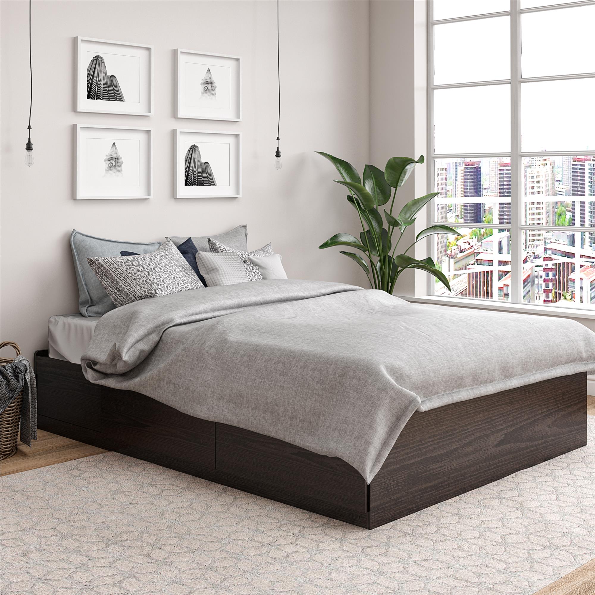 Ameriwood Home Full Platform Bed with Drawers - Espresso - Full
