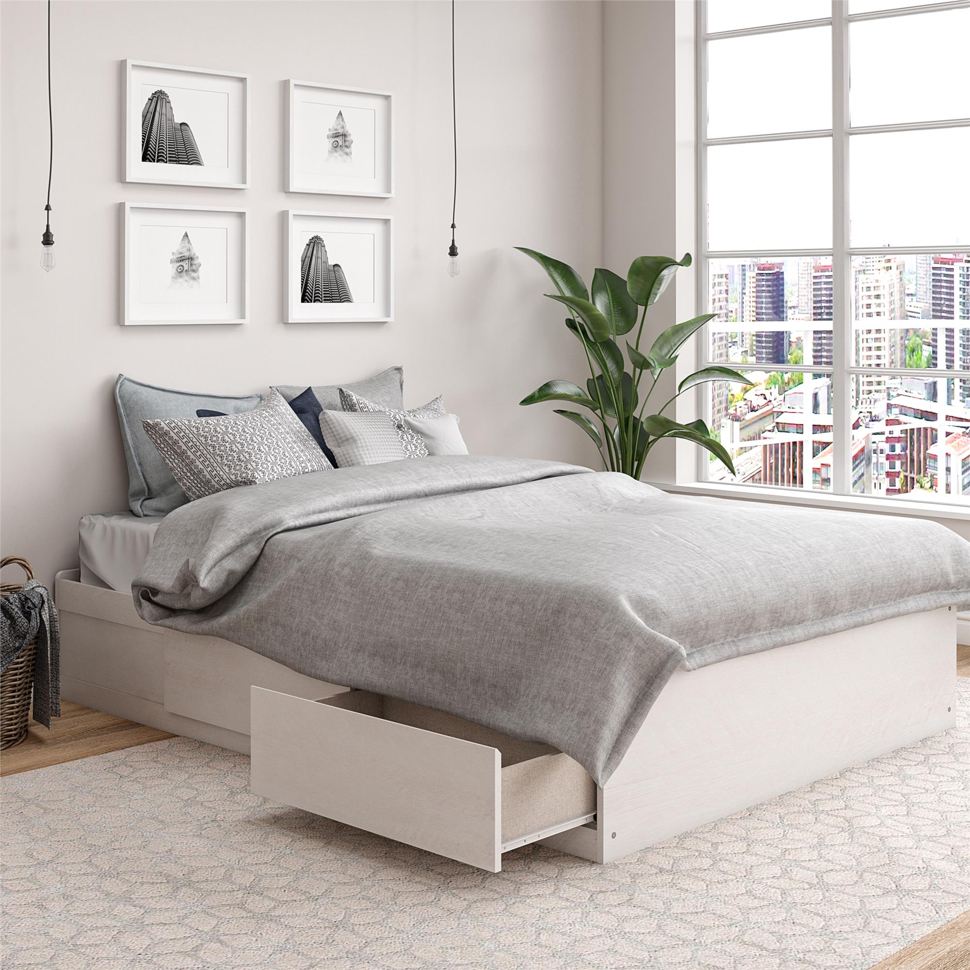 Ameriwood Home Ameriwood Home Full Platform Bed with Drawers - Ivory Oak - Full