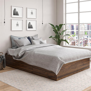 Ameriwood Home Full Platform Bed with Drawers - Florence Walnut - Full