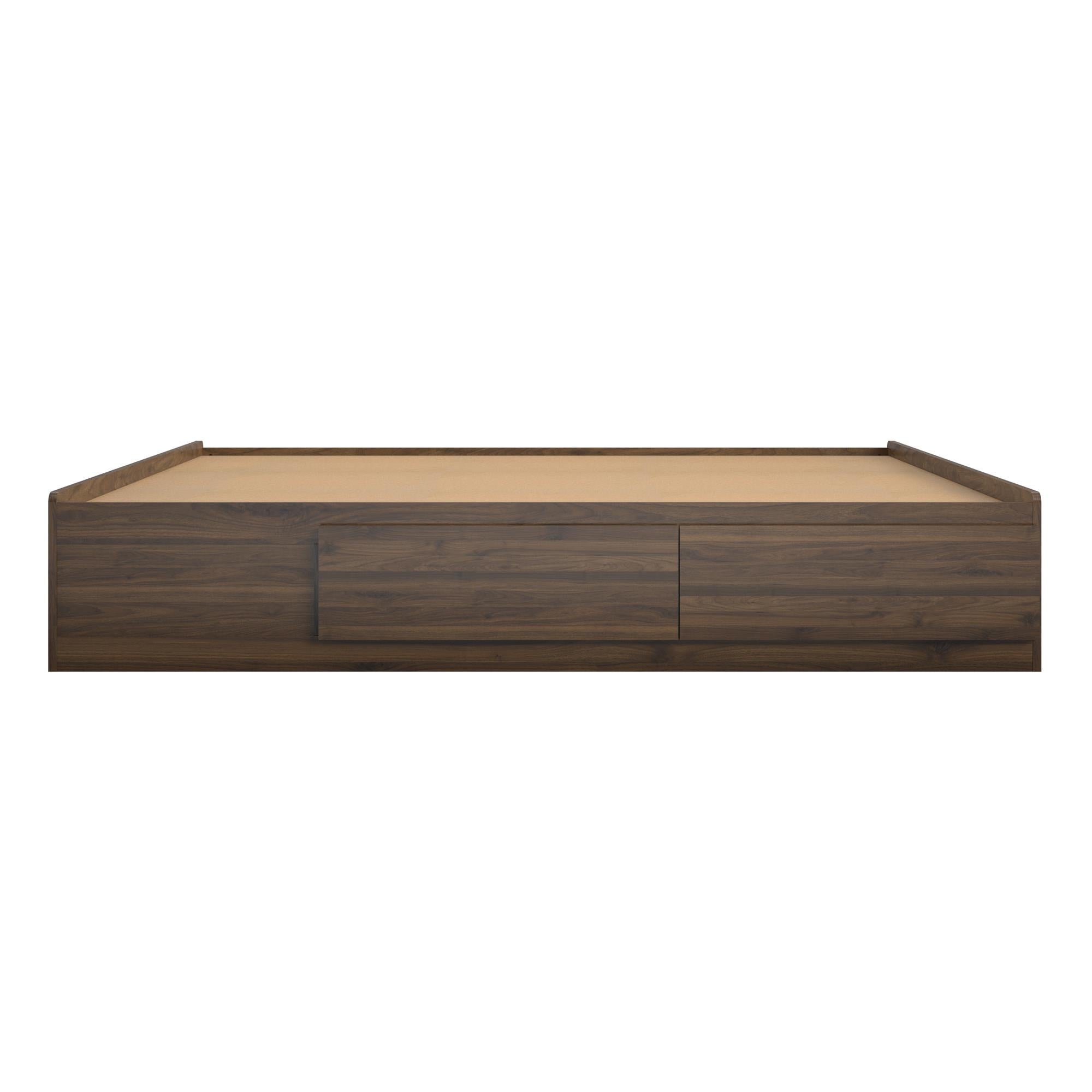 Ameriwood Home Full Platform Bed with Drawers - Florence Walnut - Full