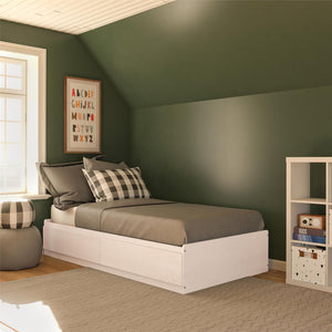 Ameriwood Home Twin Platform Bed with Drawers - Ivory Oak - Twin