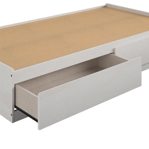Ameriwood Home Twin Platform Bed with Drawers - Ivory Oak - Twin