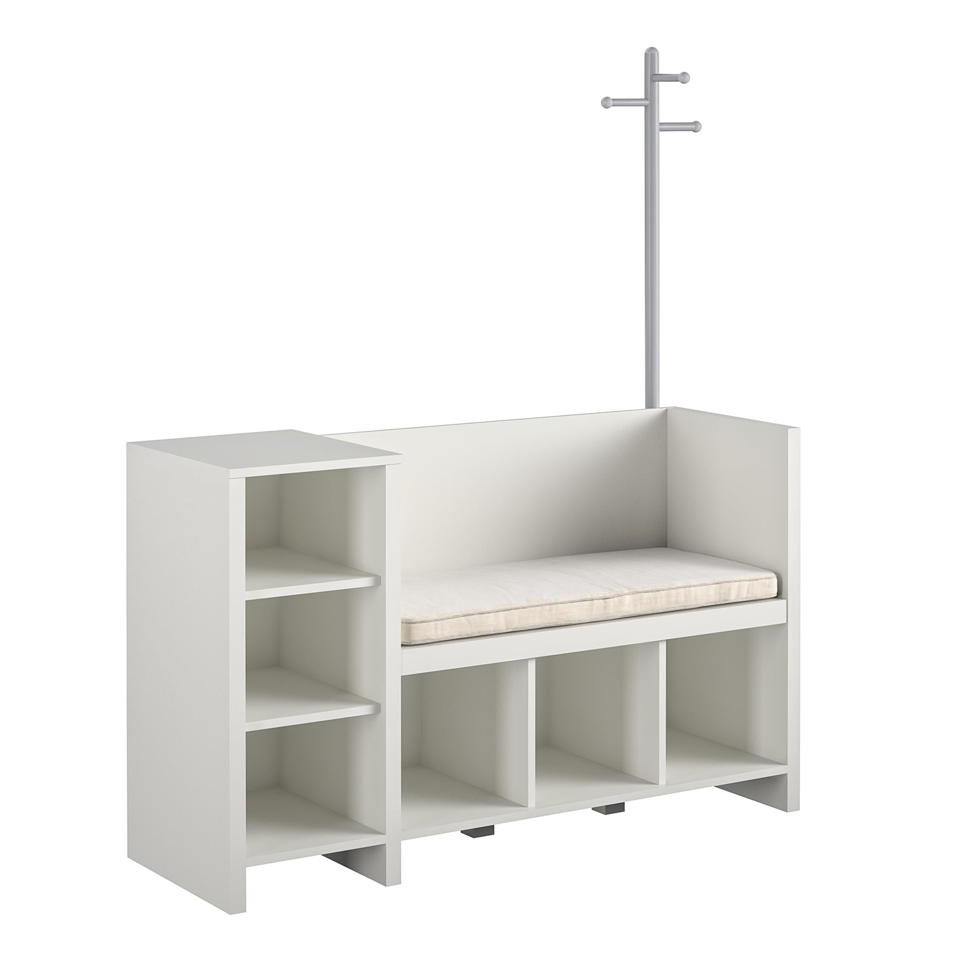Ameriwood Home Tyler Storage Bench and Coat Rack - White