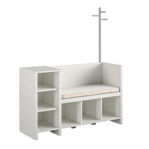 Ameriwood Home Tyler Storage Bench and Coat Rack - White