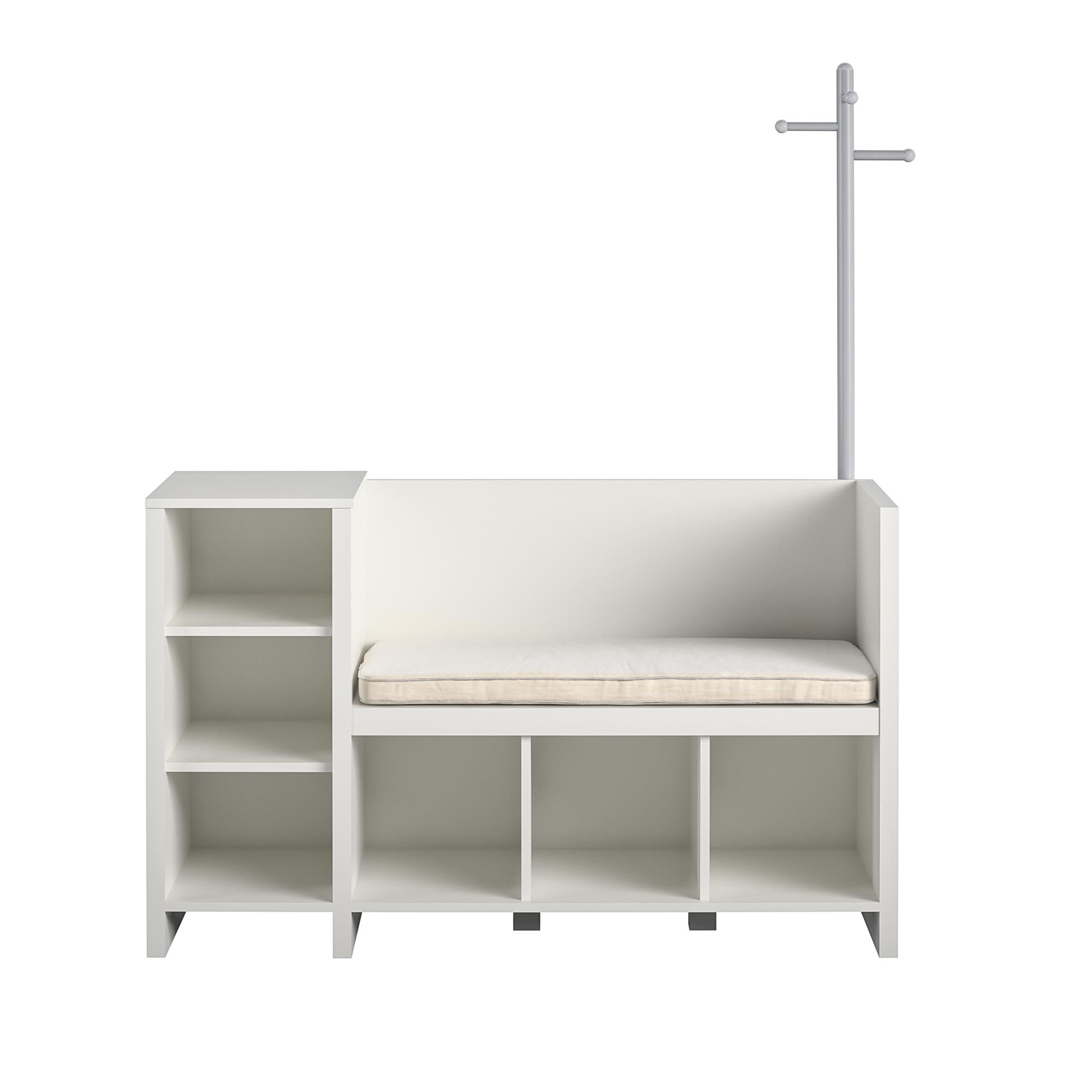 Ameriwood Home Tyler Storage Bench and Coat Rack - White