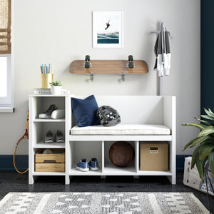 Ameriwood Home Tyler Storage Bench and Coat Rack - White