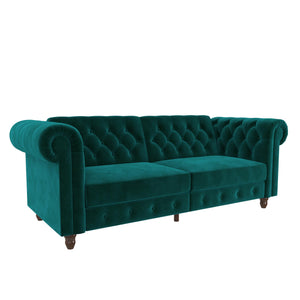 DHP Felix Chesterfield Futon Sofa Bed - Green