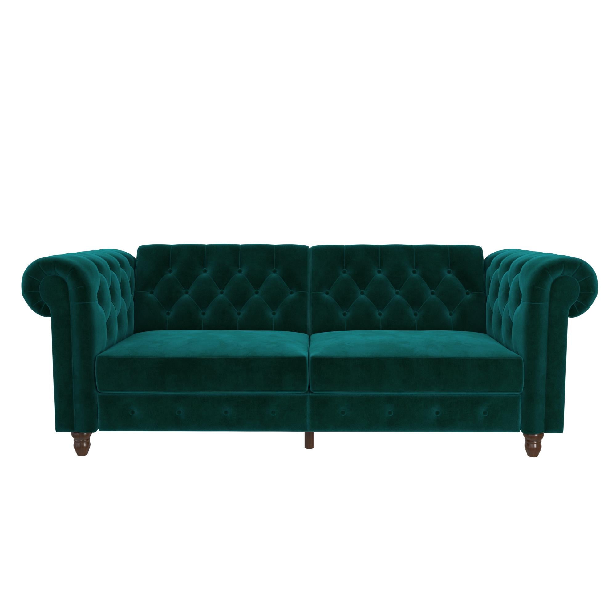 DHP Felix Chesterfield Futon Sofa Bed - Green