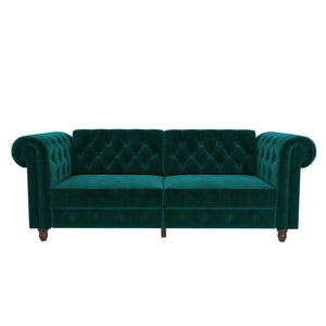 DHP Felix Chesterfield Futon Sofa Bed - Green