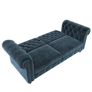 DHP Felix Chesterfield Futon Sofa Bed - Blue Velvet
