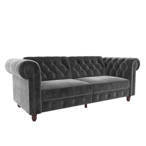 DHP Felix Chesterfield Futon Sofa Bed - Grey Velvet