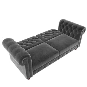 DHP Felix Chesterfield Futon Sofa Bed - Grey Velvet