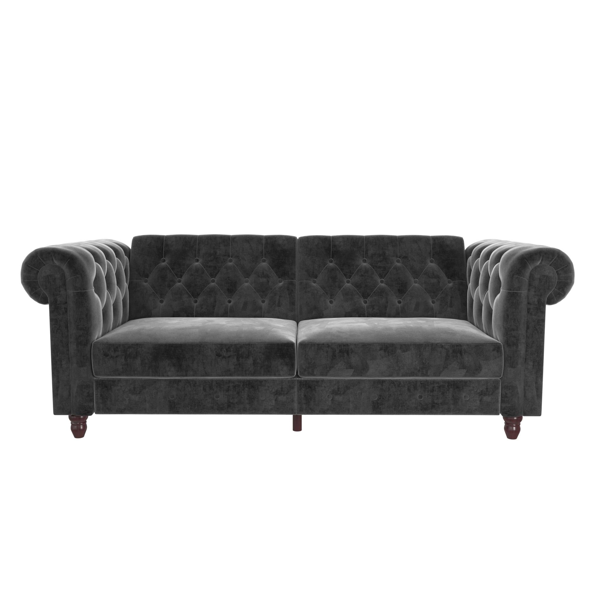 DHP Felix Chesterfield Futon Sofa Bed - Grey Velvet