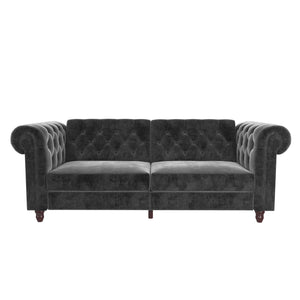DHP Felix Chesterfield Futon Sofa Bed - Grey Velvet