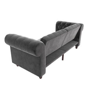 DHP Felix Chesterfield Futon Sofa Bed - Grey Velvet